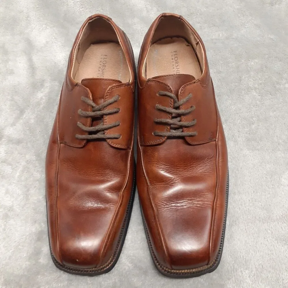 Florsheim Men Sz 7.5D Bicycle Toe Oxford Chestnut Brown Leather Regency Classic